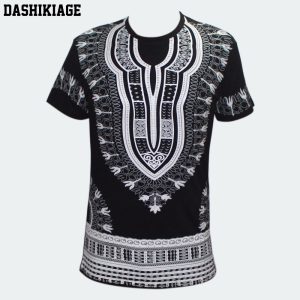 Dashikiage Unisex mujeres hombres africanos Dashiki camiseta Boho Hippie Kaftan festivo Tribal gitano étnico Top blusa tradicional