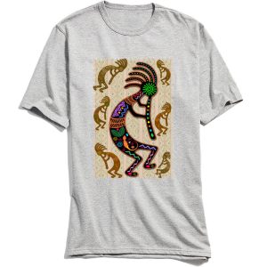 Camisetas para hombre Kokopelli, camiseta de colores del arco iris, diseño tribal gris, camiseta para hombre, camiseta europea, regalo del Día del Padre, ropa de algodón