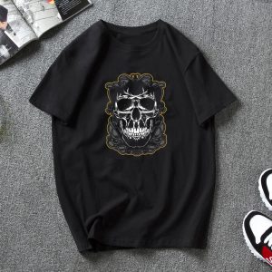 Camiseta Tribal de calavera de verano tallas grandes para hombre, Camiseta de cuello redondo de manga corta, camiseta redondeada, Top Casual, Túnica femenina