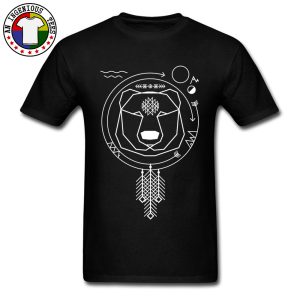 Camisetas negras Hip Hop cuello redondo 100% de algodón de manga corta camisetas únicas geométrico, con oso y Tribal universo imagen camisetas
