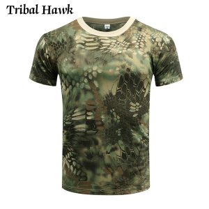 Camiseta táctica camuflaje hombres SWAT ejército Camuflaje militar camiseta soldado combate secado rápido transpirable caza de manga corta de verano