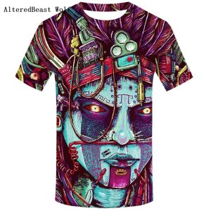 Camiseta ciber Tribal verano nueva moda hombres Casual Harajuku 3D impresión Camiseta de manga corta divertida camiseta ropa para Calle de Hombre Camisetas