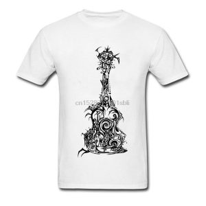 Camisetas Retro Tribal estampado de guitarras para Hombre Camisetas con dibujo de música personalizado para estudiante Hip Hop Band camiseta ropa de alta calidad