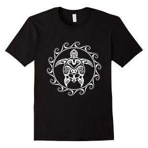 Tribal Polinesia maorí sol mar tortuga isla camiseta hombres de manga corta de algodón camiseta