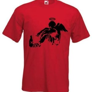 Camisetas Tribales de los hombres Banksy ángel caído camiseta