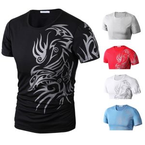 2019 camiseta de moda de verano para hombre, camiseta de manga corta con cuello redondo, estampado de moda china, camisetas casuales cómodas para hombre OH66