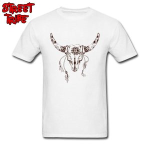 Camiseta de verano hombre fuego rojo Tribal craneo bufalo americano camiseta personalizada 100% algodon